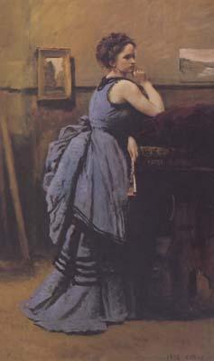 Jean Baptiste Camille  Corot La dame en bleu (mk11) Sweden oil painting art